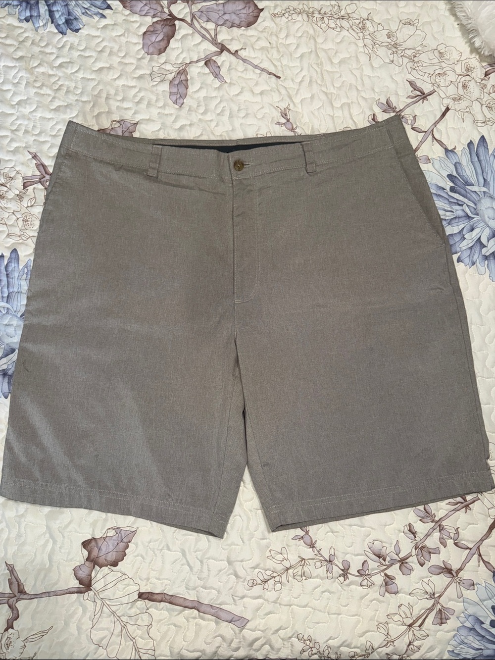 Men's Flat Front Gray Casual Shorts